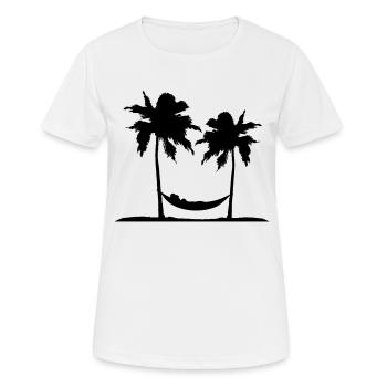 haengematte insel sonne palmen chill entspannt ent - Frauen T-Shirt atmungsaktiv - Weiß - Vorne - AI Model Female 172 dark (172cm)