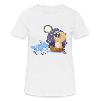 Teddy Bear Sailor Capitaine Ahoi Bateau de voyage - T-shirt respirant Femme - blanc - Devant - AI Model Female 172 dark (172cm)