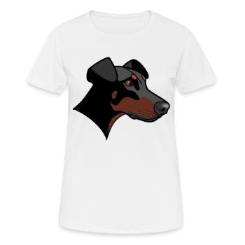 Dobermann - Nessie - Frauen T-Shirt atmungsaktiv - Weiß - Vorne - AI Model Female 172 dark (172cm)