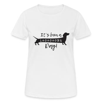 Es war ein langer Tag! | Lustiger langer Dackel - Frauen T-Shirt atmungsaktiv - Weiß - Vorne - AI Model Female 172 dark (172cm)