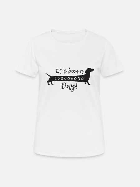 Het was een looooong dag! | Grappige lange teckel - Vrouwen T-shirt ademend actief - wit