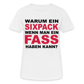 Warum ein Sixpack, wenn man ein Fass haben kann? - Frauen T-Shirt atmungsaktiv - Weiß - Vorne - AI Model Female 172 dark (172cm)