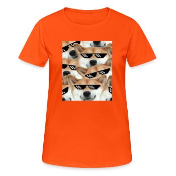 DOGE COLLAGE - Women's Breathable T-Shirt - neon orange - Front - AI Model Female 172 dark (172cm)