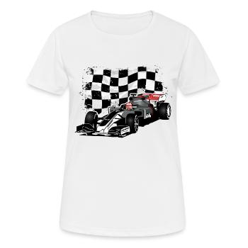 Racecar - Racing car - Racing flag - Frauen T-Shirt atmungsaktiv - Weiß - Vorne - AI Model Female 172 dark (172cm)