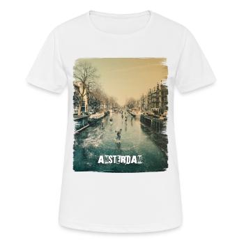 AMSTERDAM - Frauen T-Shirt atmungsaktiv - Weiß - Vorne - AI Model Female 172 dark (172cm)