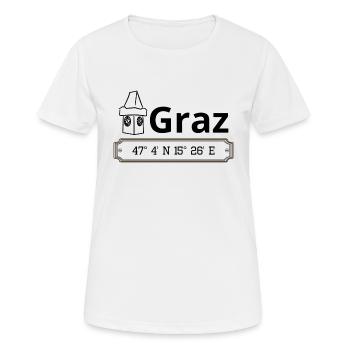 Coordinates Graz: Souvenir Geocaching - Women's Breathable T-Shirt - white - Front - AI Model Female 172 dark (172cm)