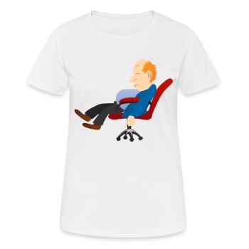 man sleeps sleep sleep office chair nap tra - Women's Breathable T-Shirt - white - Front - AI Model Female 172 dark (172cm)