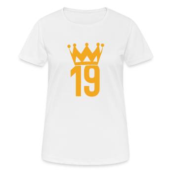 Liverpool - Champions 2019/20 - Nummer 19 König - Frauen T-Shirt atmungsaktiv - Weiß - Vorne - AI Model Female 172 dark (172cm)