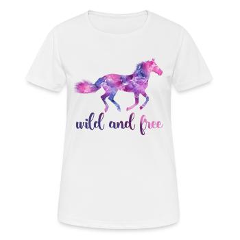 Sauvage et libre - cheval, cheval - T-shirt respirant Femme - blanc - Devant - AI Model Female 172 dark (172cm)