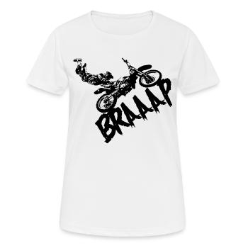Motocross Dirt Bike Braap Shirt - Frauen T-Shirt atmungsaktiv - Weiß - Vorne - AI Model Female 172 dark (172cm)