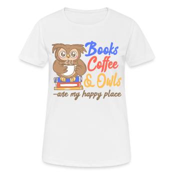 Livres Café Et Hiboux Sont Mon Lieu Heureux - T-shirt respirant Femme - blanc - Devant - AI Model Female 172 dark (172cm)