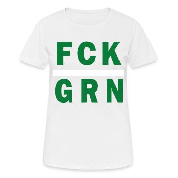 FCK GRN Kein Bock auf Baerbock Anti Grünen T Shirt - Frauen T-Shirt atmungsaktiv - Weiß - Vorne - AI Model Female 172 dark (172cm)