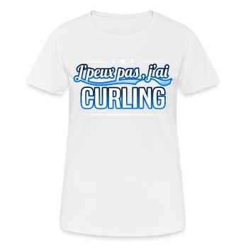 Curling - j'peux pas , j'ai Curling - T-shirt respirant Femme - blanc - Devant - AI Model Female 172 dark (172cm)