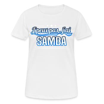 Samba - j'peux pas , j'ai Samba - T-shirt respirant Femme - blanc - Devant - AI Model Female 172 dark (172cm)