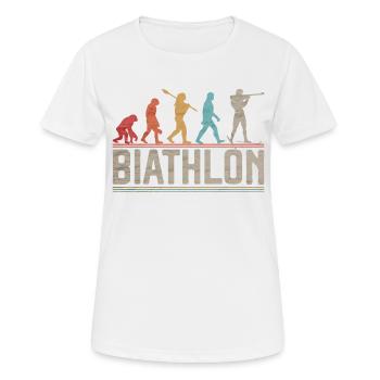 L’évolution du ski de fond biathlon - T-shirt respirant Femme - blanc - Devant - AI Model Female 172 dark (172cm)