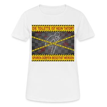 Die Toilette ist kein Tatort - Frauen T-Shirt atmungsaktiv - Weiß - Vorne - AI Model Female 172 dark (172cm)