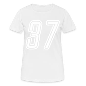 37 Numéro de numéro - T-shirt respirant Femme - blanc - Devant - AI Model Female 172 dark (172cm)