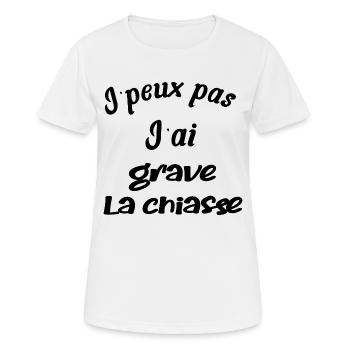 j'peux pas, j'ai grave la chiasse - T-shirt respirant Femme - blanc - Devant - AI Model Female 172 dark (172cm)