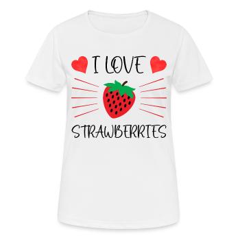 I Love Strawberries Früchte Erdbeere Früchte - Frauen T-Shirt atmungsaktiv - Weiß - Vorne - AI Model Female 172 dark (172cm)