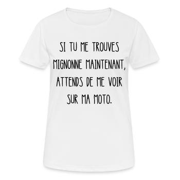 attends de me voir sur ma moto - T-shirt respirant Femme - blanc - Devant - AI Model Female 172 dark (172cm)
