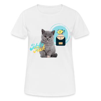 Cat thinks of fish preparation food processor - Women's Breathable T-Shirt - white - Front - AI Model Female 172 dark (172cm)