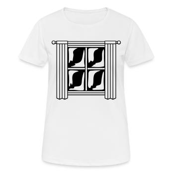 La nuit, rideau en bois de fenêtre - T-shirt respirant Femme - blanc - Devant - AI Model Female 172 dark (172cm)