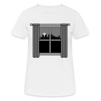 Rideau de fenêtre de grande ville la nuit - T-shirt respirant Femme - blanc - Devant - AI Model Female 172 dark (172cm)