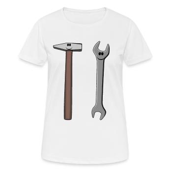 Hammer Handwerker Werkzeug Berufe Handwerk Job - Frauen T-Shirt atmungsaktiv - Weiß - Vorne - AI Model Female 172 dark (172cm)