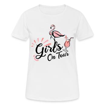 Girls On Tour Flamingo - Junggesellenabschied - Frauen T-Shirt atmungsaktiv - Weiß - Vorne - AI Model Female 172 dark (172cm)