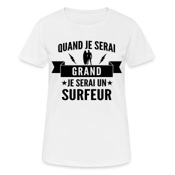 Futur Surfeur / je serai un surfeur - T-shirt respirant Femme - blanc - Devant - AI Model Female 172 dark (172cm)