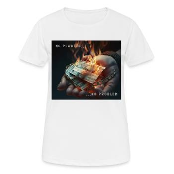 Pas de plastique, pas de problème - T-shirt respirant Femme - blanc - Devant - AI Model Female 172 dark (172cm)