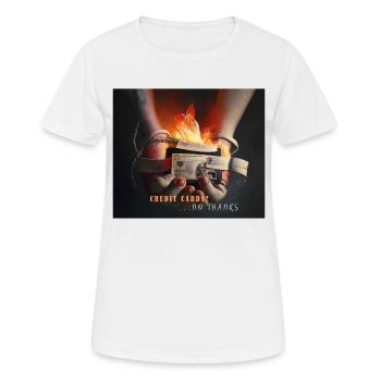 Cartes de crédit . . . Non merci, pas de plactique - T-shirt respirant Femme - blanc - Devant - AI Model Female 172 dark (172cm)