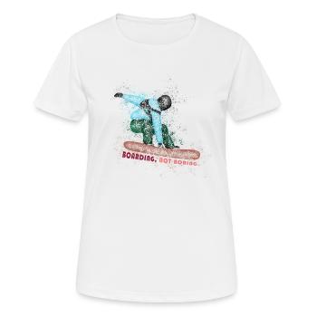 Boarding nicht langweilig - Snowboarden - Frauen T-Shirt atmungsaktiv - Weiß - Vorne - AI Model Female 172 dark (172cm)