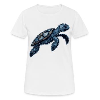 Retro 8 Bit Meeresschildkröte beim Schwimmen - Frauen T-Shirt atmungsaktiv - Weiß - Vorne - AI Model Female 172 dark (172cm)