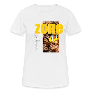 Zone de confort. Trouvez votre zone de confort! - T-shirt respirant Femme - blanc - Devant - AI Model Female 172 dark (172cm)