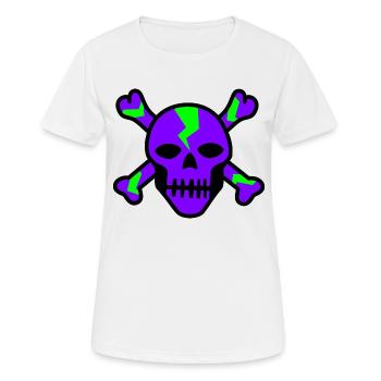Leuchtender violetter Totenkopf mit grünen Bolzen - Frauen T-Shirt atmungsaktiv - Weiß - Vorne - AI Model Female 172 dark (172cm)