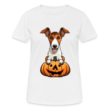 Fox Terrier Chien Citrouille Paresseuse Fête d’Halloween - T-shirt respirant Femme - blanc - Devant - AI Model Female 172 dark (172cm)