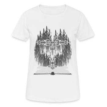 Kreuz Religion Bibel Jesus Schöpfung Gott Feuer - Frauen T-Shirt atmungsaktiv - Weiß - Vorne - AI Model Female 172 dark (172cm)