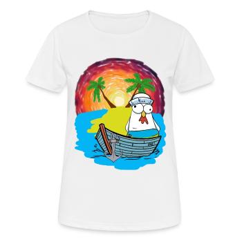 Hühner Matrosen Boot Strand Schwimmring Ahoi - Frauen T-Shirt atmungsaktiv - Weiß - Vorne - AI Model Female 172 dark (172cm)