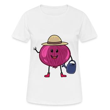 Jardinier d’oignon Arrosoir Jardinier amateur - T-shirt respirant Femme - blanc - Devant - AI Model Female 172 dark (172cm)