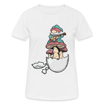Coquille d’œuf nain Gnome Gnome Fantasy oeuf champignons - T-shirt respirant Femme - blanc - Devant - AI Model Female 172 dark (172cm)