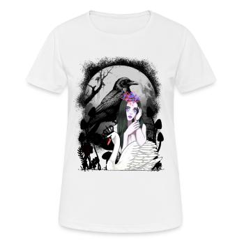 Krähe Rabe Schwan Mädchen Fantasy Mystisch Dark - Frauen T-Shirt atmungsaktiv - Weiß - Vorne - AI Model Female 172 dark (172cm)