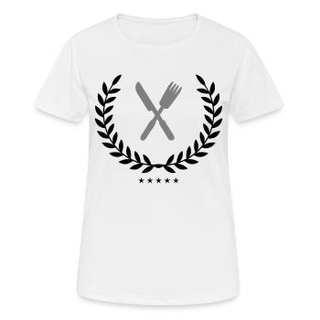 besteck wappen - Frauen T-Shirt atmungsaktiv - Weiß - Vorne - AI Model Female 172 dark (172cm)