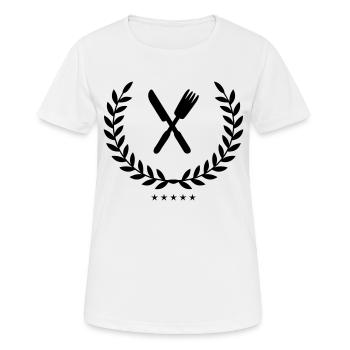 besteck wappen - Frauen T-Shirt atmungsaktiv - Weiß - Vorne - AI Model Female 172 dark (172cm)