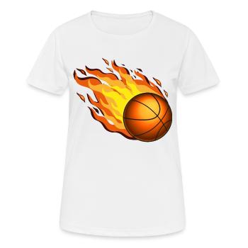 Burning Basketball - Women's Breathable T-Shirt - white - Front - AI Model Female 172 dark (172cm)