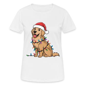 Golden Retriever Lumières de Noël Noël Chiens Cadeaux - T-shirt respirant Femme - blanc - Devant - AI Model Female 172 dark (172cm)