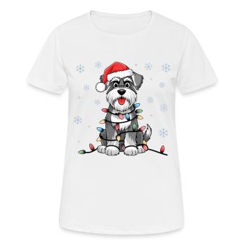 Standard Schnauzer Christmas Lights Xmas Dogs - Frauen T-Shirt atmungsaktiv - Weiß - Vorne - AI Model Female 172 dark (172cm)