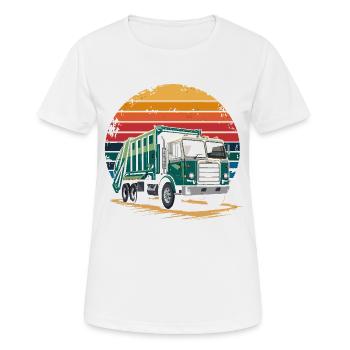 Retro Recycling Garbage Truck Sanitation Worker - Women's Breathable T-Shirt - white - Front - AI Model Female 172 dark (172cm)