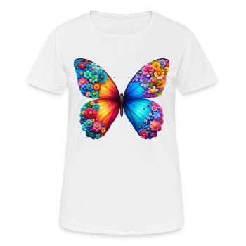 Bunter Schmetterling, von der Natur inspirierte Sommerstimmungen - Frauen T-Shirt atmungsaktiv - Weiß - Vorne - AI Model Female 172 dark (172cm)