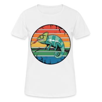 Retro Chameleon Owner Sunset for Reptile Lovers - Frauen T-Shirt atmungsaktiv - Weiß - Vorne - AI Model Female 172 dark (172cm)
